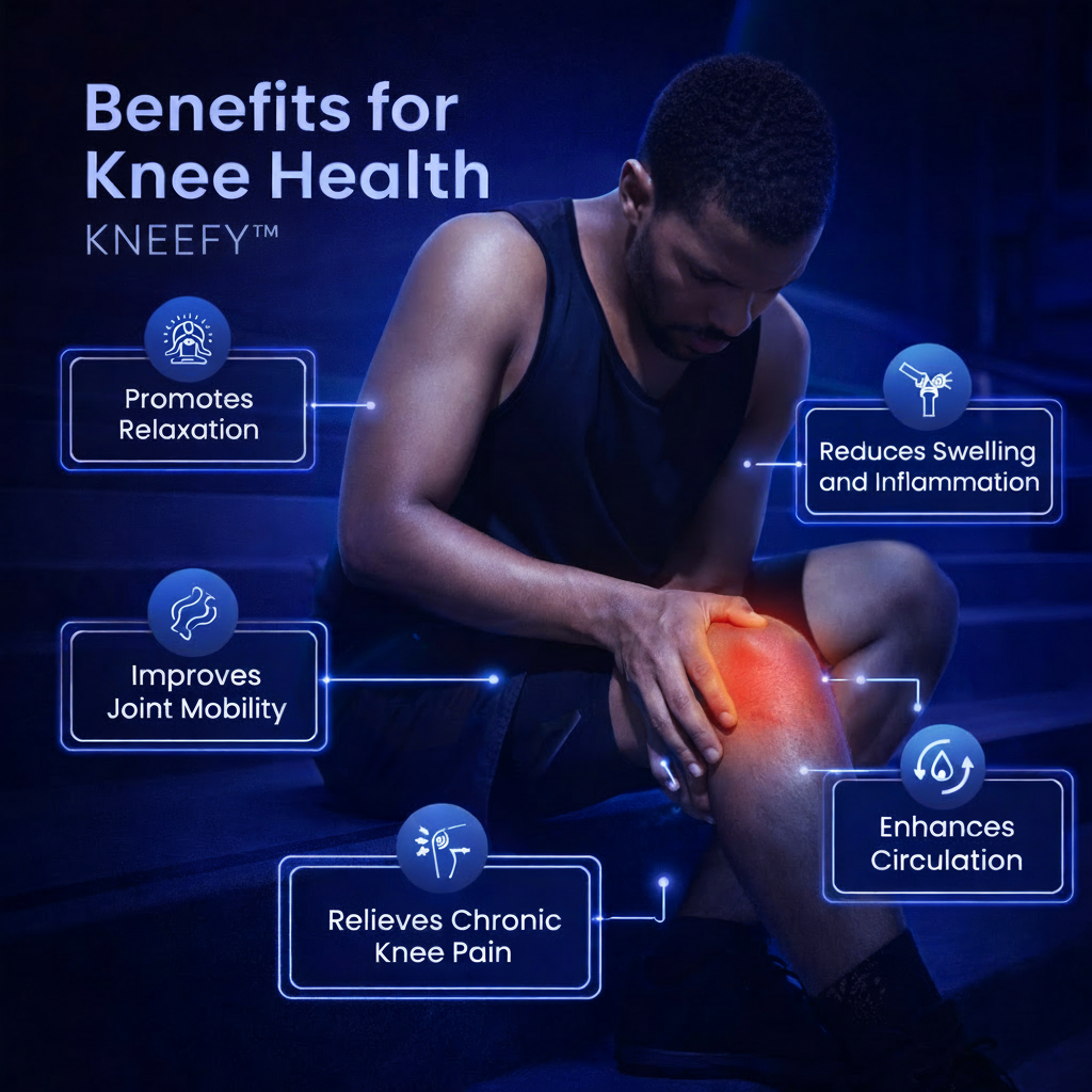 Benefits of Kneefy knee massager infographic